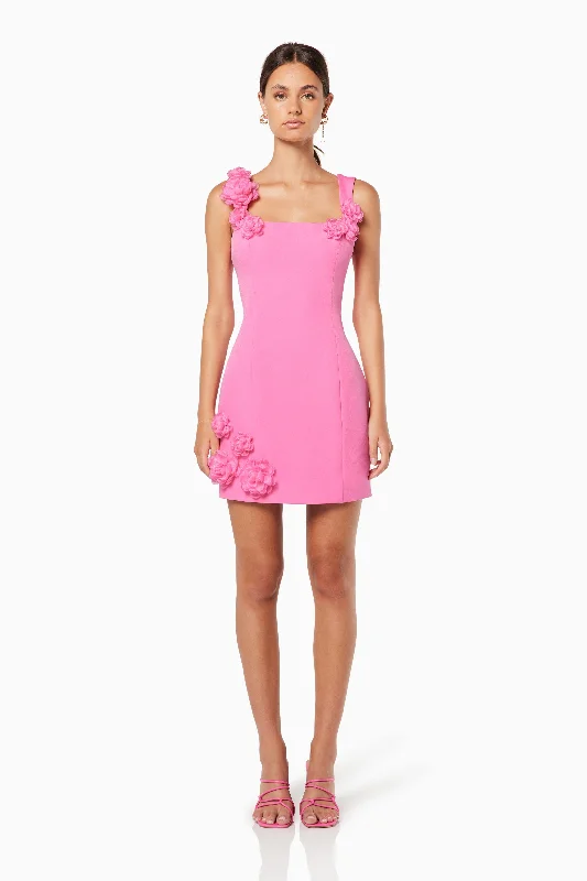 Plus Size Women Dress with a Flattering A - Line Cut for Comfort and StyleTrompe 3D Floral Mini Dress Pink Plus Size Women Dress with a Flattering A - Line Cut for Comfort and StyleTrompe 3D Floral Mini Dress Pink