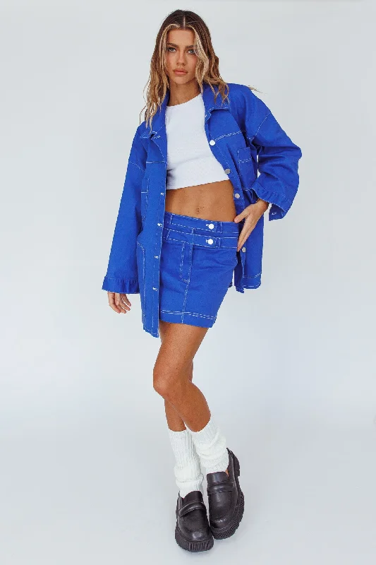 Plus Size Women Dress with a Flattering A - Line Cut for Comfort and StyleWith The Band Accent Stitch Mini Skirt Blue Plus Size Women Dress with a Flattering A - Line Cut for Comfort and StyleWith The Band Accent Stitch Mini Skirt Blue