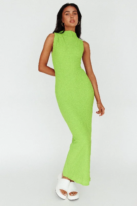 Pleated Women Dress with a Timeless and Elegant TextureYindi Sleeveless Cut-Out Waist Maxi Dress Lime Pleated Women Dress with a Timeless and Elegant TextureYindi Sleeveless Cut-Out Waist Maxi Dress Lime