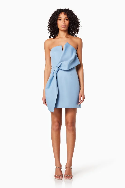 Ruffled Women Dress with Multiple Layers for a Playful and Girly StyleZurich 3D Featured Bow Mini Dress In Blue Ruffled Women Dress with Multiple Layers for a Playful and Girly StyleZurich 3D Featured Bow Mini Dress In Blue
