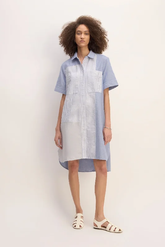 Pleated Women Dress with a Timeless and Elegant Texture Pleated Women Dress with a Timeless and Elegant Texture BLUE PATCHWORK SHIRT DRESS Pleated Women Dress with a Timeless and Elegant Texture Pleated Women Dress with a Timeless and Elegant Texture BLUE PATCHWORK SHIRT DRESS