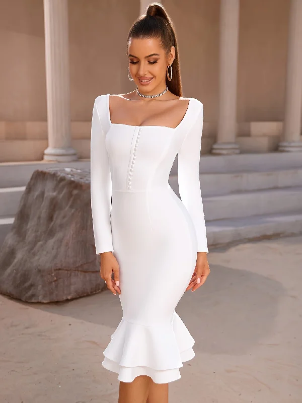 Empire Waist Women Dress to Accentuate the Bust and Conceal the Waist Empire Waist Women Dress to Accentuate the Bust and Conceal the Waist Bodycon Square Neck Mermaid Dress, Elegant Long Sleeve Dress For Party & Banquet, Women's Clothing Empire Waist Women Dress to Accentuate the Bust and Conceal the Waist Empire Waist Women Dress to Accentuate the Bust and Conceal the Waist Bodycon Square Neck Mermaid Dress, Elegant Long Sleeve Dress For Party & Banquet, Women's Clothing