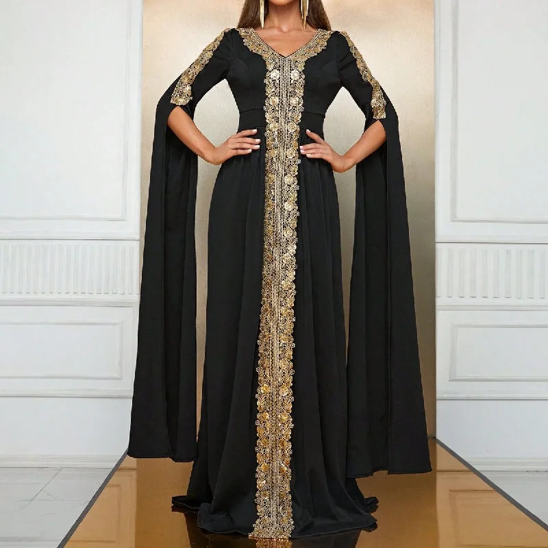 Wrap - Style Women Dress with Adjustable Fit for All Body Types Wrap - Style Women Dress with Adjustable Fit for All Body Types NiDELL Muslim Clothing Lace Long-Sleeved Middle East Wind Characteristic Dress Cross-Border V-neck Ethnic Dress-Mg836 Wrap - Style Women Dress with Adjustable Fit for All Body Types Wrap - Style Women Dress with Adjustable Fit for All Body Types NiDELL Muslim Clothing Lace Long-Sleeved Middle East Wind Characteristic Dress Cross-Border V-neck Ethnic Dress-Mg836