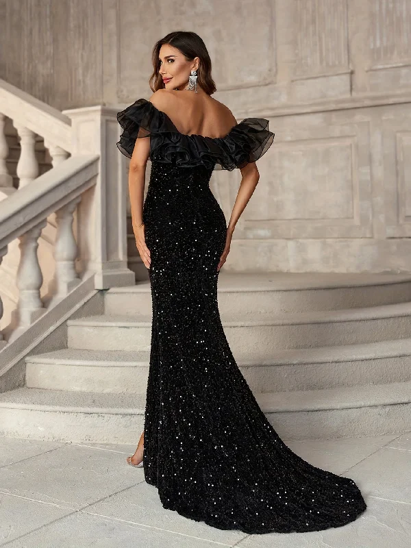 Backless Women Dress for a Sexy and Alluring Look at Evening Events Backless Women Dress for a Sexy and Alluring Look at Evening Events Sequined Contrast Mesh Off Shoulder Dress, Elegant Split Thigh Maxi Prom Dress, Women's Clothing Backless Women Dress for a Sexy and Alluring Look at Evening Events Backless Women Dress for a Sexy and Alluring Look at Evening Events Sequined Contrast Mesh Off Shoulder Dress, Elegant Split Thigh Maxi Prom Dress, Women's Clothing