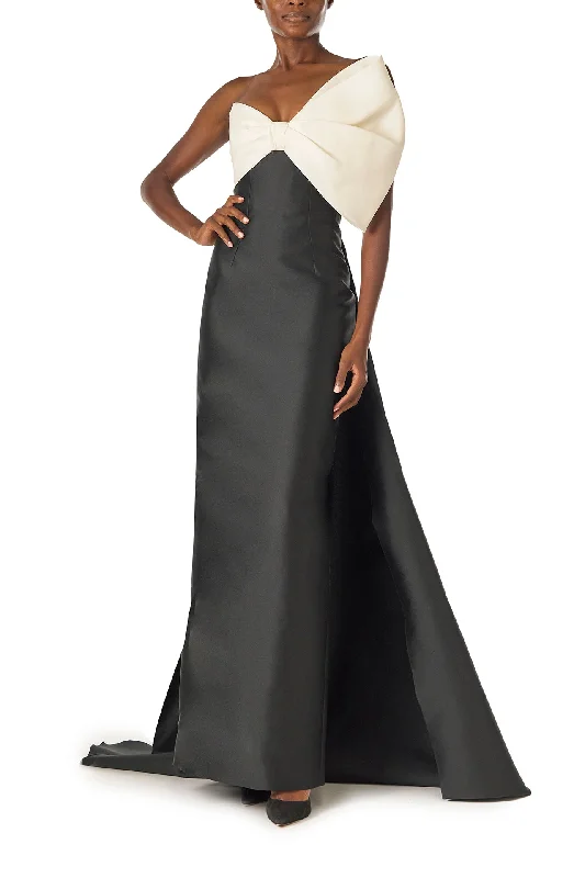 Midi dresses with puff sleeves for a vintage - inspired lookAsymmetric Draped Bow Column Gown Midi dresses with puff sleeves for a vintage - inspired lookAsymmetric Draped Bow Column Gown