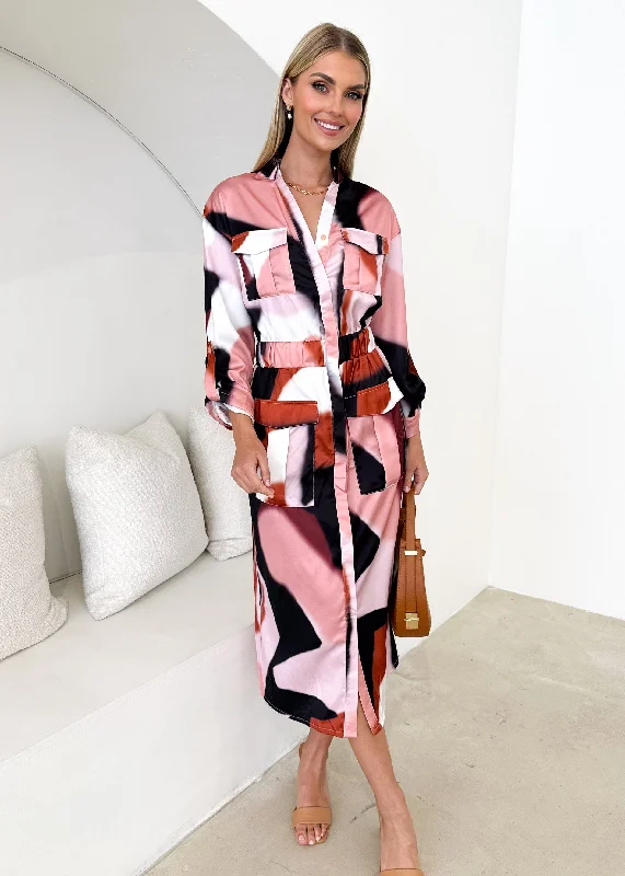 High - low midi dresses with geometric patterns for a modern partyBebrae Midi Dress - Blush Haze High - low midi dresses with geometric patterns for a modern partyBebrae Midi Dress - Blush Haze