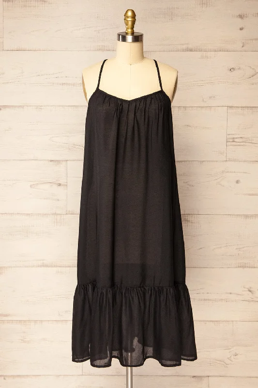 Midi dresses with V - necklines for a flattering and elongating effectBerkana Black | Midi Beach Dress Midi dresses with V - necklines for a flattering and elongating effectBerkana Black | Midi Beach Dress