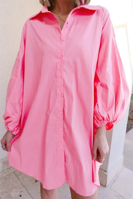 Midi dresses with belted waists to accentuate the figureSolid Balloon Sleeve Buttoned Mini Dress Midi dresses with belted waists to accentuate the figureSolid Balloon Sleeve Buttoned Mini Dress