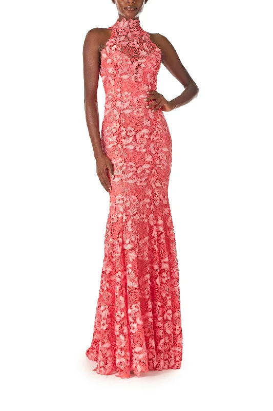Midi dresses with metallic threads for a glamorous evening eventLace Halter Trumpet Gown Midi dresses with metallic threads for a glamorous evening eventLace Halter Trumpet Gown