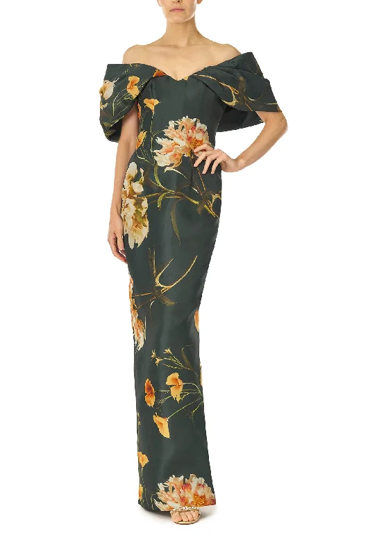 Midi dresses with puff sleeves for a vintage - inspired lookOff the Shoulder Floral Column Gown Midi dresses with puff sleeves for a vintage - inspired lookOff the Shoulder Floral Column Gown