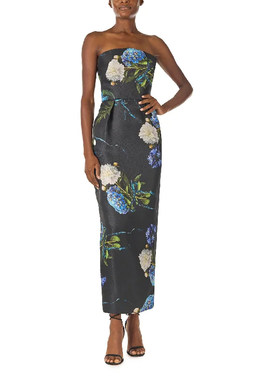 Sleeveless midi dresses with lace details for summer weddingsTea Length Floral Gazar Gown Sleeveless midi dresses with lace details for summer weddingsTea Length Floral Gazar Gown