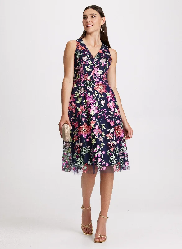 Midi dresses with tassel accents for a bohemian and free - spirited styleFloral Print Fit-&-Flare Dress Midi dresses with tassel accents for a bohemian and free - spirited styleFloral Print Fit-&-Flare Dress