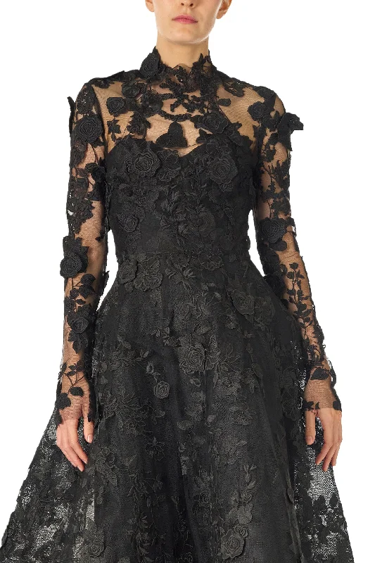 Midi dresses with ruffled bodices for a more pronounced feminine lookLong Sleeve Noir Lace Jacket Midi dresses with ruffled bodices for a more pronounced feminine lookLong Sleeve Noir Lace Jacket