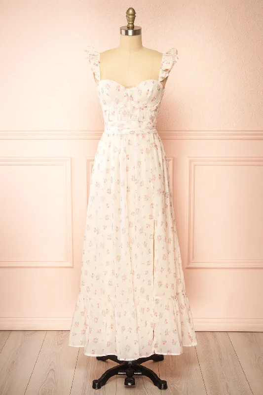Midi dresses with keyhole backs for a flirty and unexpected detailMallory | Long Floral Dress w/ Boning Midi dresses with keyhole backs for a flirty and unexpected detailMallory | Long Floral Dress w/ Boning