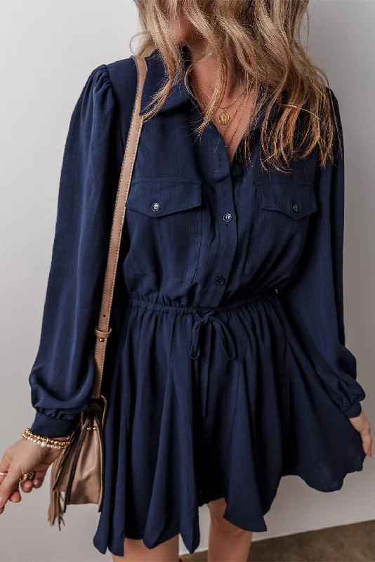 Midi dresses with printed lining for a hidden and stylish detailSolid Chest Pocket Mini Dress Midi dresses with printed lining for a hidden and stylish detailSolid Chest Pocket Mini Dress