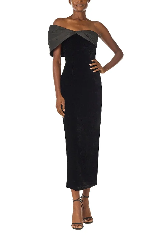 Midi dresses with satin - finish fabrics for a luxurious feelVelvet Off The Shoulder Sheath Midi dresses with satin - finish fabrics for a luxurious feelVelvet Off The Shoulder Sheath