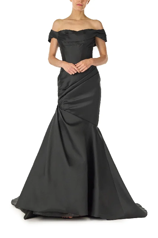 Midi dresses with embroidered accents for a unique and detailed designOff-The-Shoulder Draped Trumpet Gown Midi dresses with embroidered accents for a unique and detailed designOff-The-Shoulder Draped Trumpet Gown