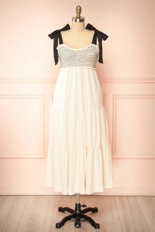 Midi dresses with animal prints for a bold and confident appearancePhedre | Long Ivory Dress w/ Ruched Bust Midi dresses with animal prints for a bold and confident appearancePhedre | Long Ivory Dress w/ Ruched Bust