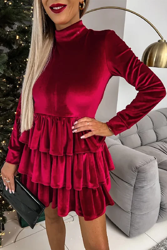 Midi dresses with polka dot prints for a playful summer outfitVelvet Tiered Ruffle Mini Dress Midi dresses with polka dot prints for a playful summer outfitVelvet Tiered Ruffle Mini Dress