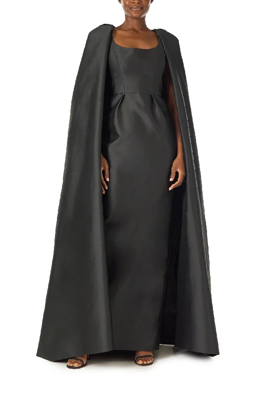 Midi dresses with metallic threads for a glamorous evening eventScoop Neck Column Gown with Cape Midi dresses with metallic threads for a glamorous evening eventScoop Neck Column Gown with Cape