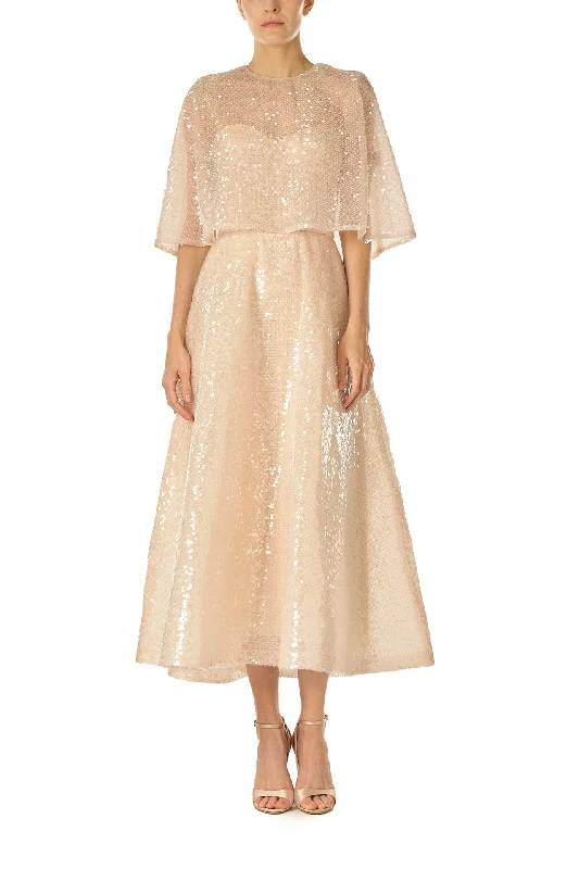 High - low midi dresses with geometric patterns for a modern partySequin Tulle Capelet High - low midi dresses with geometric patterns for a modern partySequin Tulle Capelet