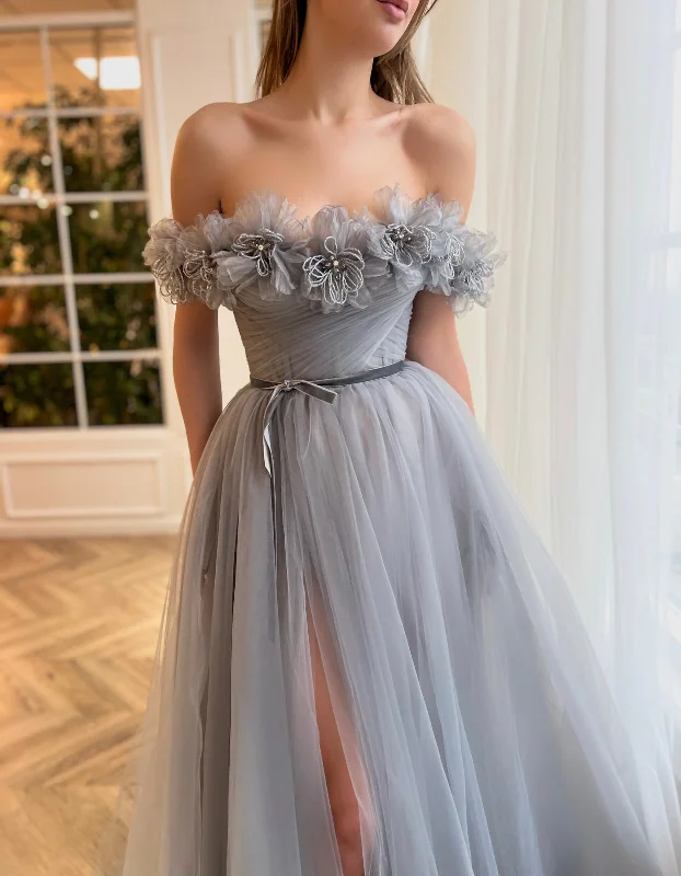 Midi dresses with ruffled bodices for a more pronounced feminine lookSilver Storm Dress Midi dresses with ruffled bodices for a more pronounced feminine lookSilver Storm Dress