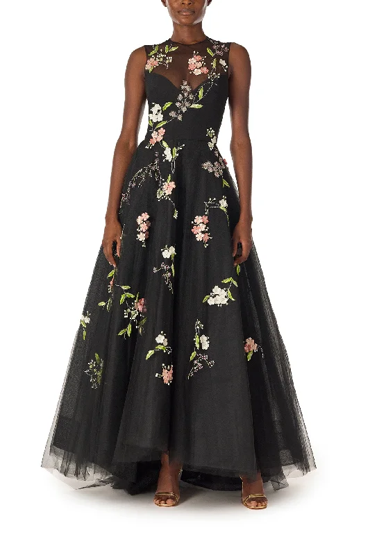 Midi dresses with asymmetric hems for a fashion - forward and dynamic appearanceFloral Embroidered Tulle Gown Midi dresses with asymmetric hems for a fashion - forward and dynamic appearanceFloral Embroidered Tulle Gown