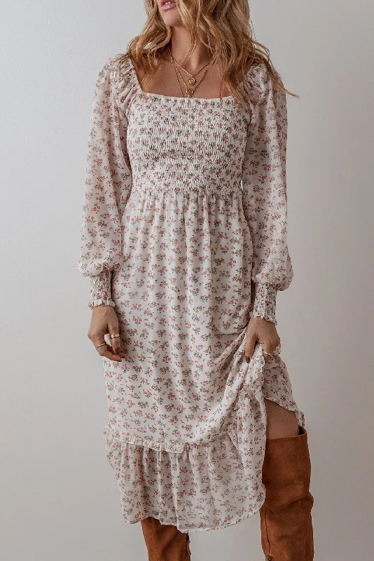 Midi dresses with one - shoulder designs for a modern and asymmetric styleFloral Ruffle Hem Midi Dress Midi dresses with one - shoulder designs for a modern and asymmetric styleFloral Ruffle Hem Midi Dress