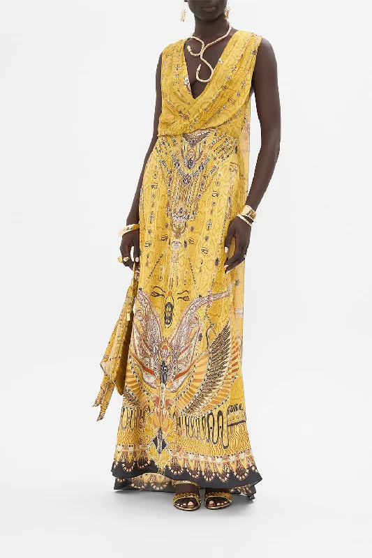 Maxi dresses with one - shoulder designs for a stylish and asymmetric lookSLEEVELESS DRAPED T BACK LONG DRESS VALLEY OF THE KINGS Maxi dresses with one - shoulder designs for a stylish and asymmetric lookSLEEVELESS DRAPED T BACK LONG DRESS VALLEY OF THE KINGS