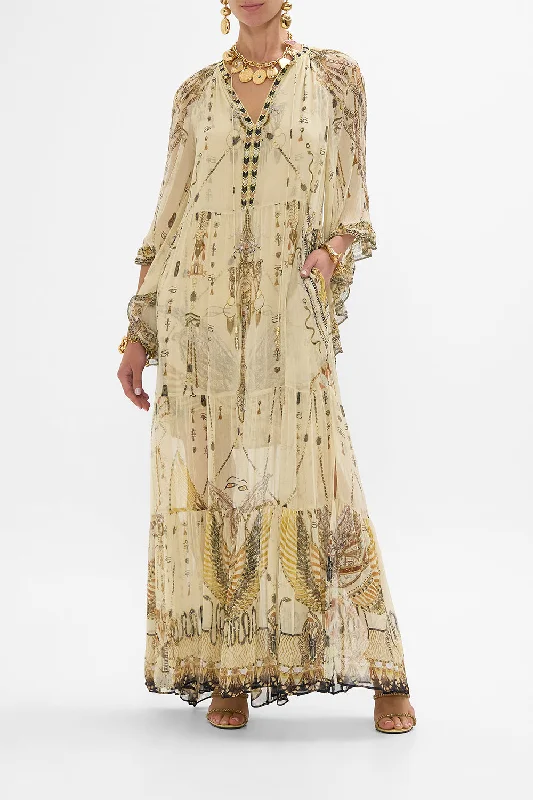 Maxi dresses with a gathered skirt for a voluminous and dramatic effectWIDE SLEEVE GATHERED DRESS GATEWAY TO THE AFTERLIFE Maxi dresses with a gathered skirt for a voluminous and dramatic effectWIDE SLEEVE GATHERED DRESS GATEWAY TO THE AFTERLIFE