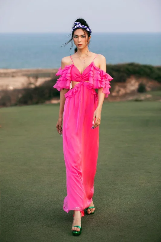 Strapless maxi dresses for a beachside vacationCatherine Straight Ruffle Sleeved Organza Voile Maxi Dress Strapless maxi dresses for a beachside vacationCatherine Straight Ruffle Sleeved Organza Voile Maxi Dress