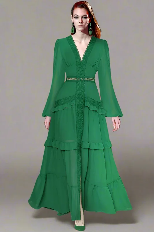 Maxi dresses with balloon sleeves for a vintage - inspired styleDRESS STYLE - NY1041 Maxi dresses with balloon sleeves for a vintage - inspired styleDRESS STYLE - NY1041