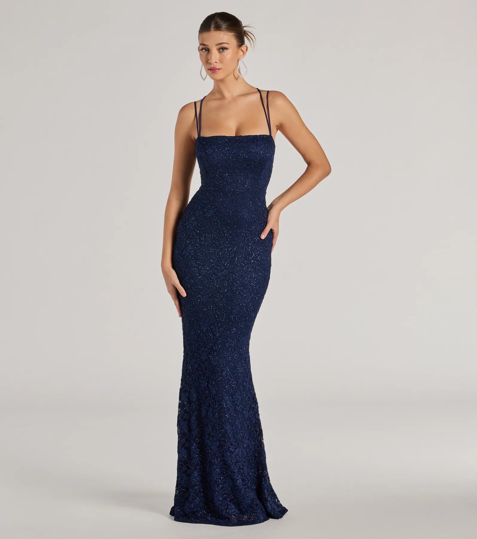 Maxi dresses with one - shoulder designs for a stylish and asymmetric lookEsme Glitter Lace Strappy Back Mermaid Dress Maxi dresses with one - shoulder designs for a stylish and asymmetric lookEsme Glitter Lace Strappy Back Mermaid Dress