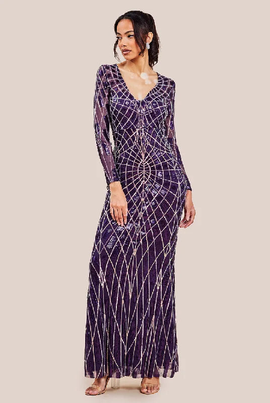 Maxi dresses with pocket details for added functionalityGoddiva Geo Sequin Long Sleeve Maxi Dress - Purple Maxi dresses with pocket details for added functionalityGoddiva Geo Sequin Long Sleeve Maxi Dress - Purple