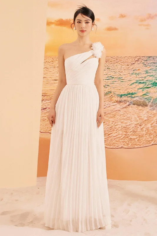 Maxi dresses with balloon sleeves for a vintage - inspired styleJaylee Pleated Asymmetric Shoulder Chiffon Maxi Dress Maxi dresses with balloon sleeves for a vintage - inspired styleJaylee Pleated Asymmetric Shoulder Chiffon Maxi Dress
