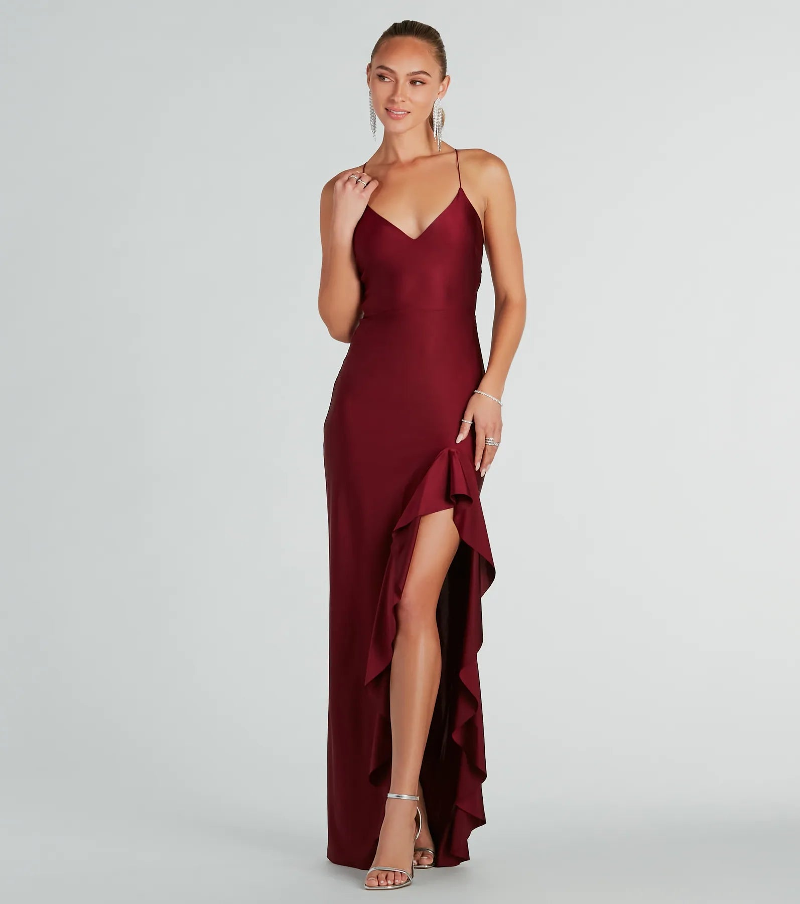 Linen maxi dresses for a breathable and lightweight summer optionLainey Ruffled High Slit Long Formal Dress Linen maxi dresses for a breathable and lightweight summer optionLainey Ruffled High Slit Long Formal Dress
