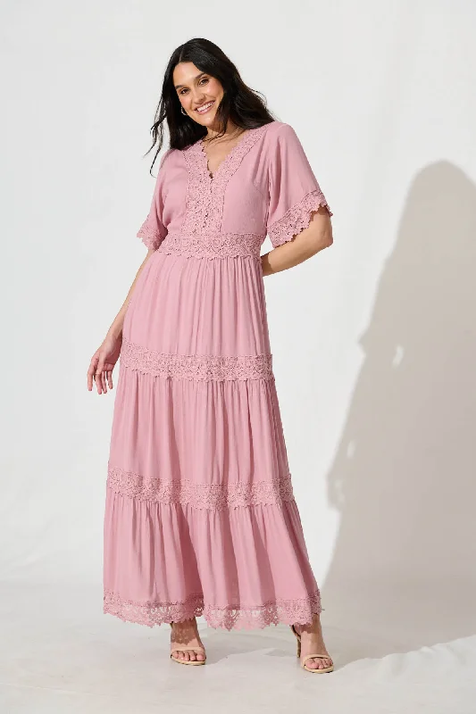 Maxi dresses with a cinched waist for a defined silhouetteMona Maxi Dress In Rose Pink Maxi dresses with a cinched waist for a defined silhouetteMona Maxi Dress In Rose Pink