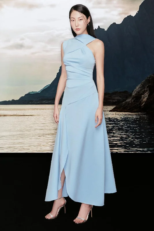 Maxi dresses with a button - down front for a classic lookNixie Slit Asymmetric Shoulder Cotton Spandex Ankle Length Dress Maxi dresses with a button - down front for a classic lookNixie Slit Asymmetric Shoulder Cotton Spandex Ankle Length Dress