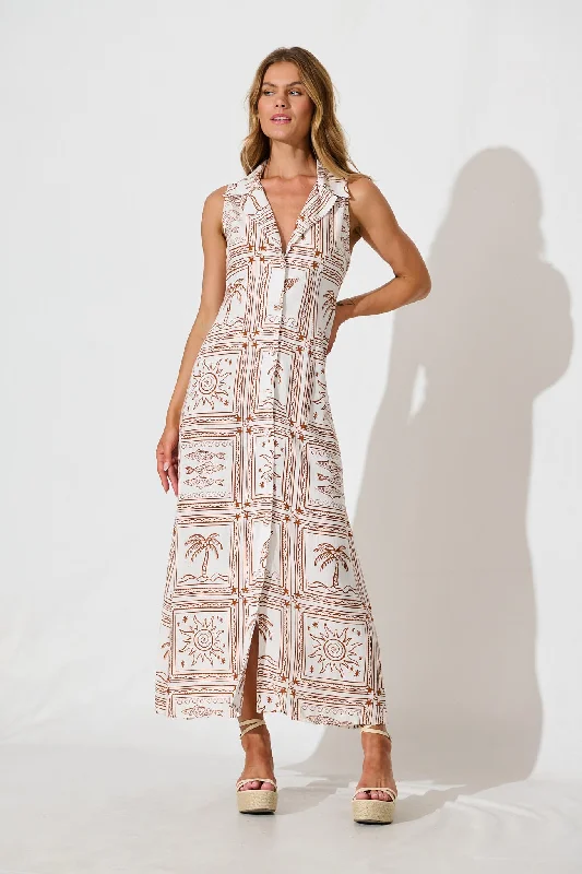 Maxi dresses with a ruffled neckline for a charming lookRemember Maxi Shirt Dress in White and Rust Linen Blend Maxi dresses with a ruffled neckline for a charming lookRemember Maxi Shirt Dress in White and Rust Linen Blend