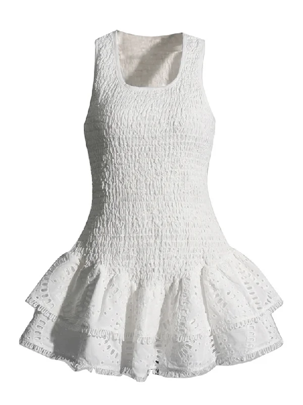 Mini dresses with halter necks for a stylish choiceCora Round Neck Print Mini Dress - White Mini dresses with halter necks for a stylish choiceCora Round Neck Print Mini Dress - White