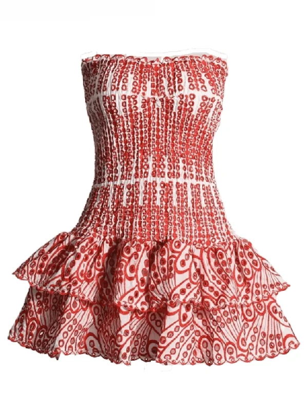 Cotton mini dresses for a comfortable everyday optionCora Strapless Print Mini Dress - Red Wine Cotton mini dresses for a comfortable everyday optionCora Strapless Print Mini Dress - Red Wine