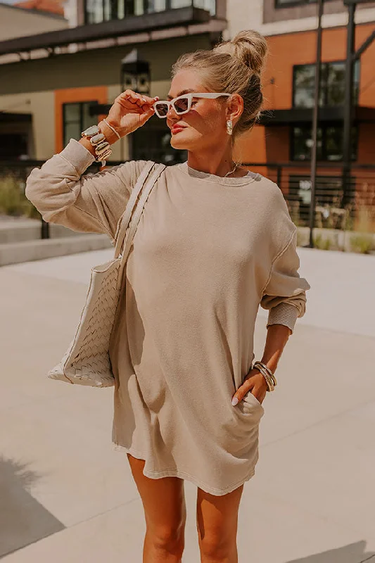 Mini dresses with polka dot patternsCozy Classic Sweatshirt Mini Dress in Oatmeal