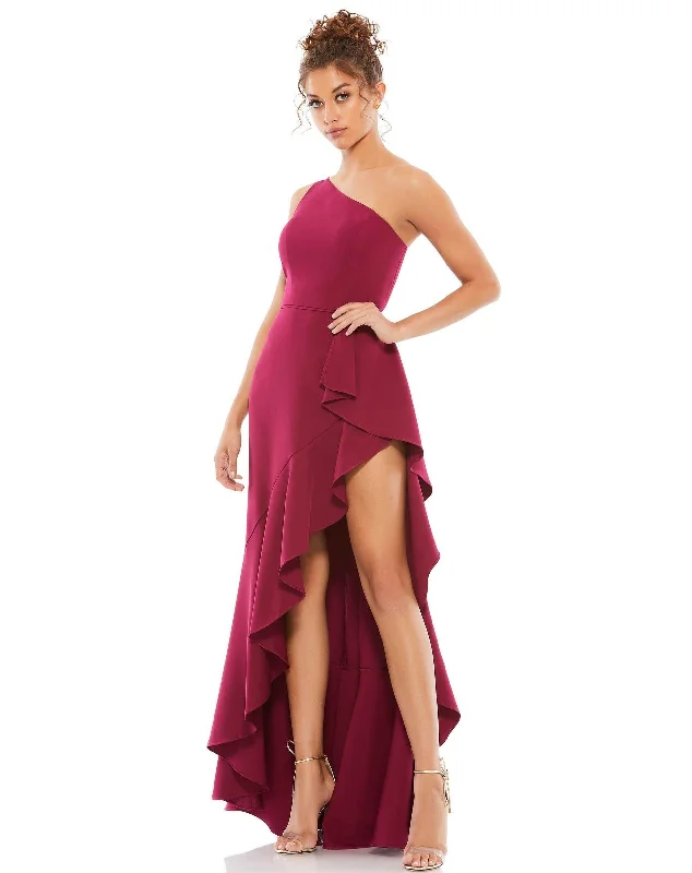Sheer wedding guest dresses with lace inserts and long sleevesMac Duggal 49089 High Low One Shoulder Formal Dress Sheer wedding guest dresses with lace inserts and long sleevesMac Duggal 49089 High Low One Shoulder Formal Dress