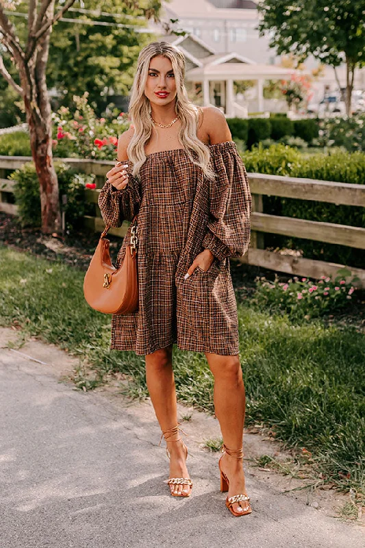 Mini dresses with ruched bodices for a feminine touchPumpkin Spice Cutie Plaid Mini Dress in Brown Mini dresses with ruched bodices for a feminine touchPumpkin Spice Cutie Plaid Mini Dress in Brown