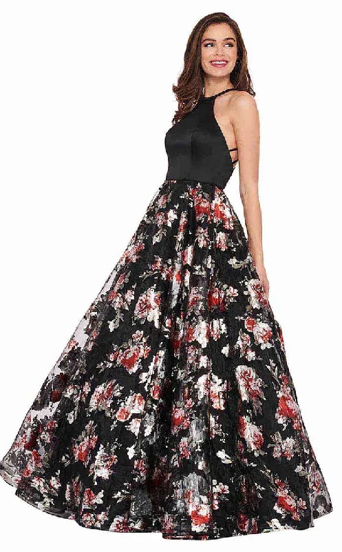 Ruffled - sleeve wedding guest dresses in light blue for a spring weddingRachel Allan Prom Long Halter Floral Ball Gown 6581 Ruffled - sleeve wedding guest dresses in light blue for a spring weddingRachel Allan Prom Long Halter Floral Ball Gown 6581