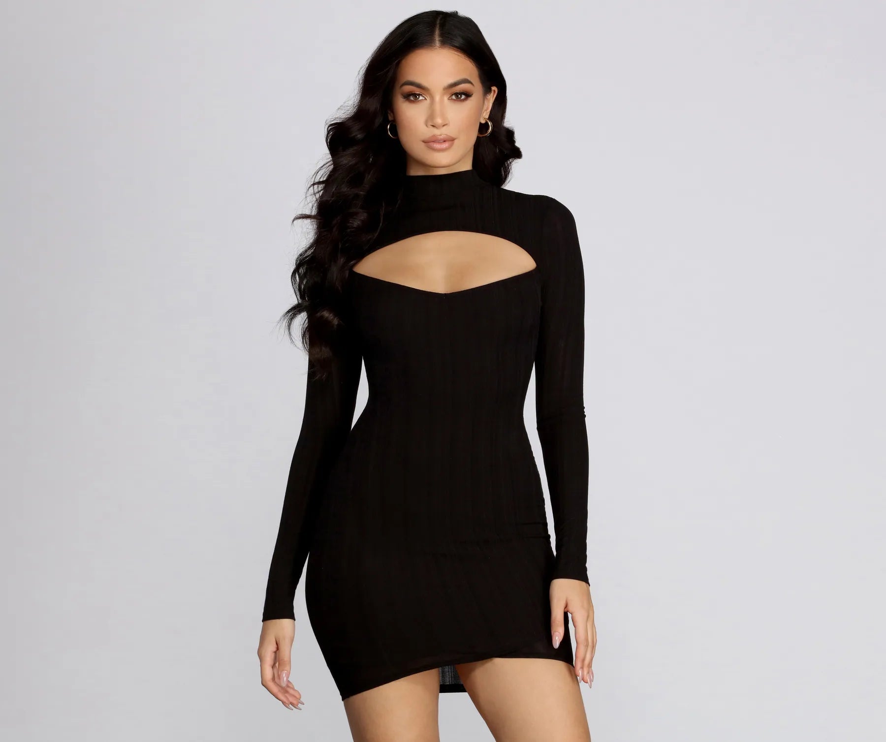 Mini dresses with belted waists for a defined silhouetteRibbed Long Sleeve Knit Dress Mini dresses with belted waists for a defined silhouetteRibbed Long Sleeve Knit Dress