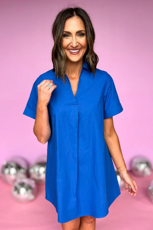 Mini dresses with embroidered details for a unique touchSSYS Royal Blue Collared Poplin Dress Mini dresses with embroidered details for a unique touchSSYS Royal Blue Collared Poplin Dress
