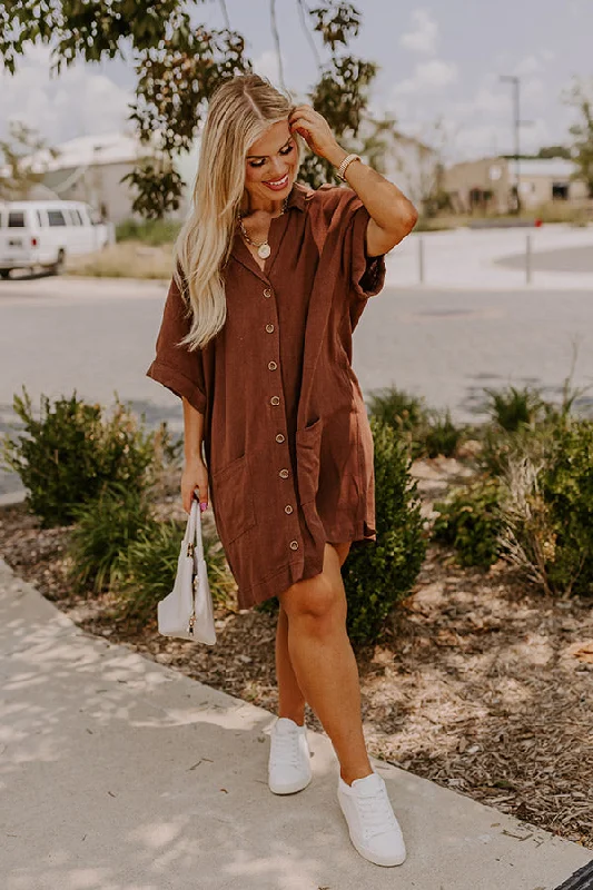 Mini dresses with cold - shoulder designsSt. Lucia Bound Linen-Blend Mini Dress in Chocolate Curves Mini dresses with cold - shoulder designsSt. Lucia Bound Linen-Blend Mini Dress in Chocolate Curves