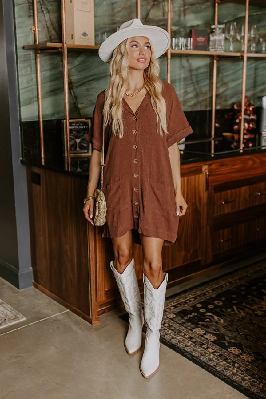 Mini dresses with ribbed textures for a unique appearanceSt. Lucia Bound Linen-Blend Mini Dress in Chocolate Mini dresses with ribbed textures for a unique appearanceSt. Lucia Bound Linen-Blend Mini Dress in Chocolate