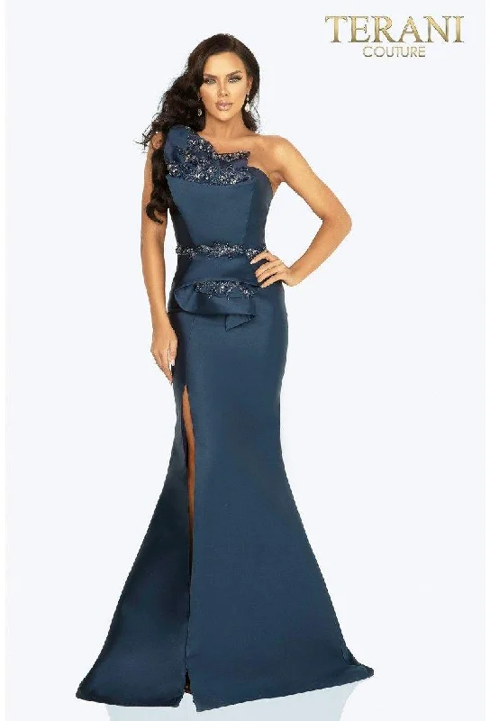 Lace - and - tulle wedding guest dresses with sweetheart necklinesTerani Couture 2011E2103 Long One Shoulder Formal Gown Lace - and - tulle wedding guest dresses with sweetheart necklinesTerani Couture 2011E2103 Long One Shoulder Formal Gown